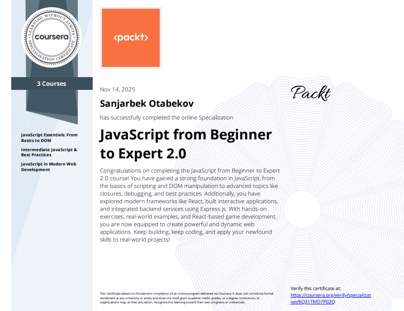 JavaScript from Beginner to Expert 2.0