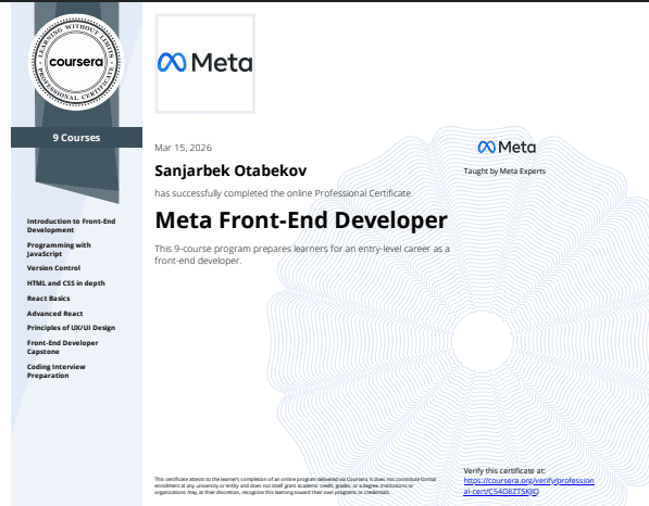 Meta Frontend Developer